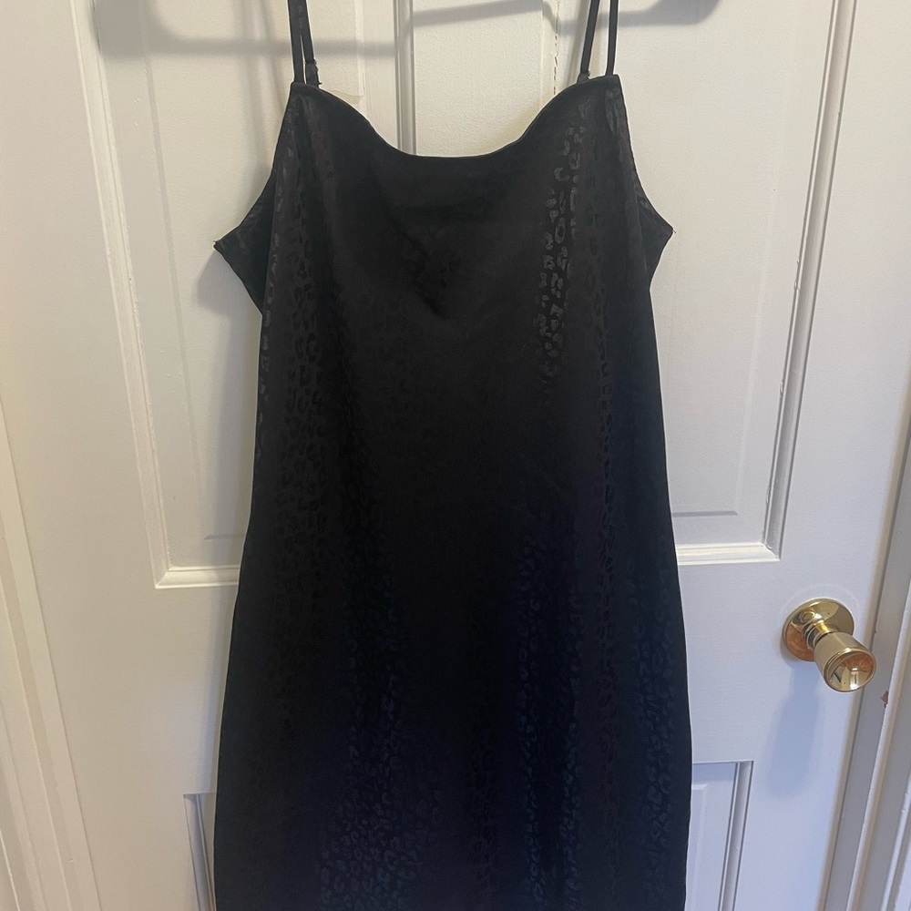 Black Leopard Mini Slip Dress